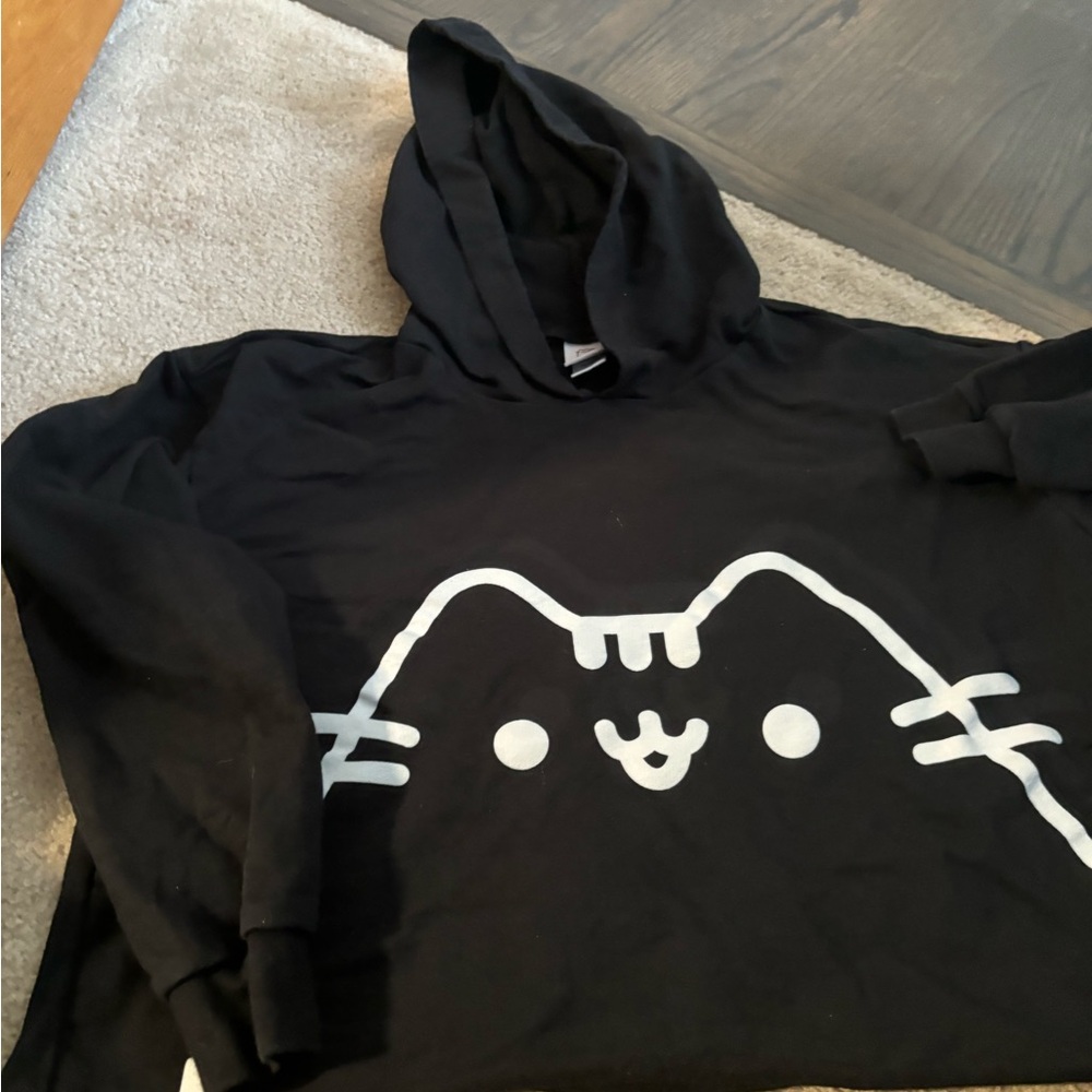 Black Hoodie with Cute Pusheen the Cat